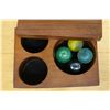 Image 5 : Wooden Box w/ Lid & 3 Internal Compartments w/ 4 Marbles 6" x 4" x 3.5"H