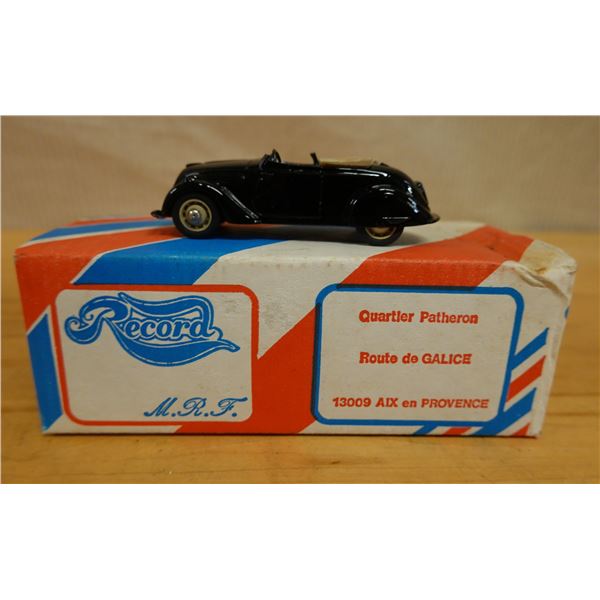 Record M.R.F. Peugeot 202 Cabriolet Model Car 3.5"L in Box