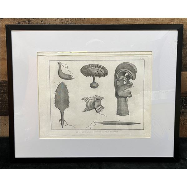 Various Works of the Sandwich Islands 1785 Engraving Folio Edition 21" x 17", Framed & Matted