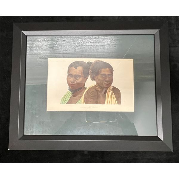 Inhabitants of the Sandwich Islands 1855 Published in The Natural History of Man 13" x 16", Framed &