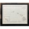 Image 1 : Hawaiian Islands Map from 1826-1829 Voyage in the Pacific Engraving 15" x 12", Framed