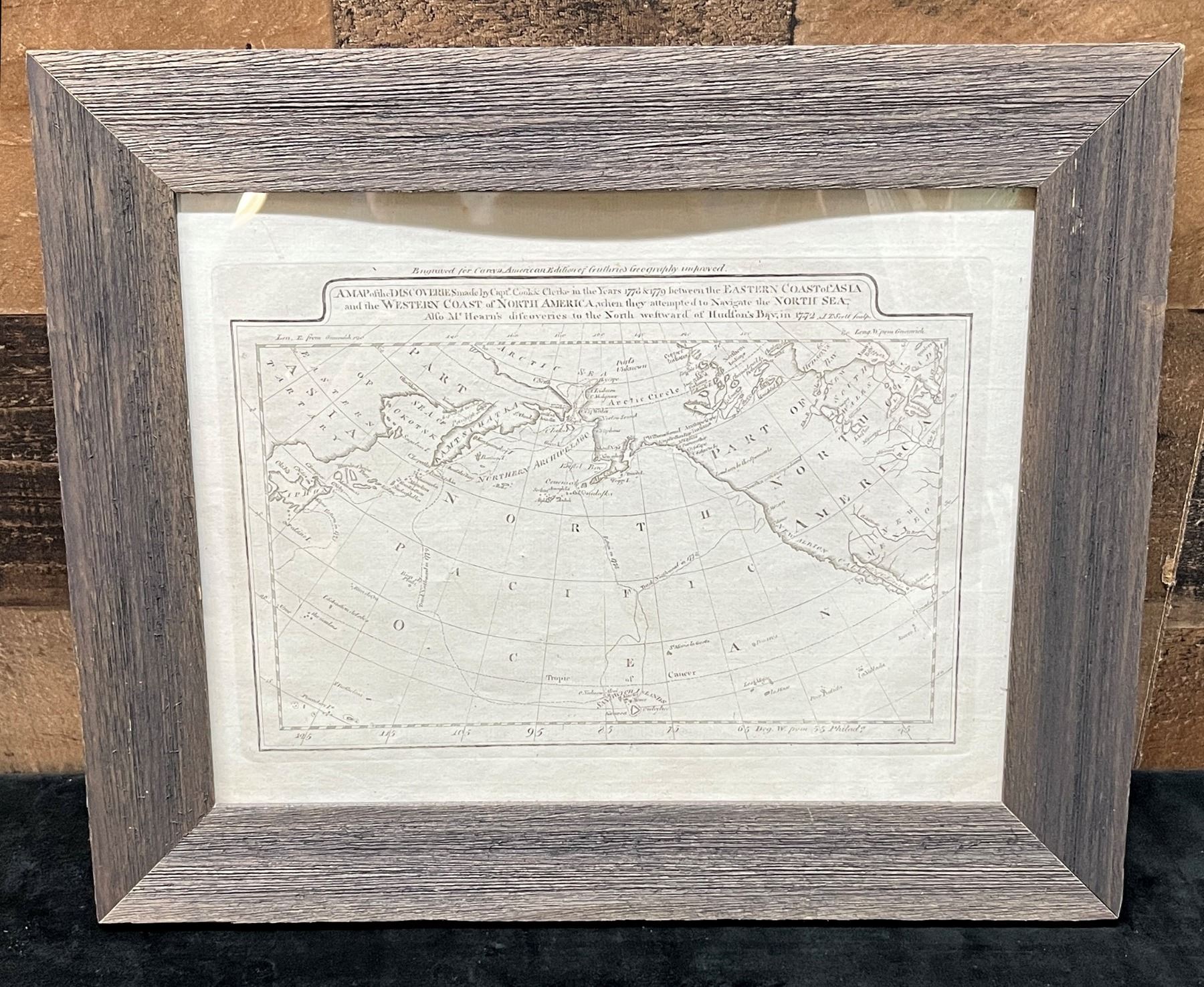 Captain Cook Map Poster Map of the Discoveries of Captain Cook Including the Sandwich Islands ...