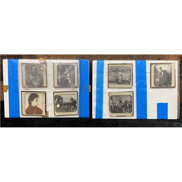 Set of  7 Hawaiian Magic Lantern Slides 1880's Hawaiian Royal Figures & Natives Approx. 3" each