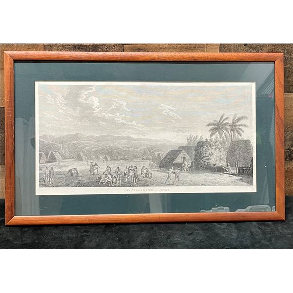 An Island View in Atooi 1785 Engraving Large Folio Edition 24" x 15", Koa Framed & Matted