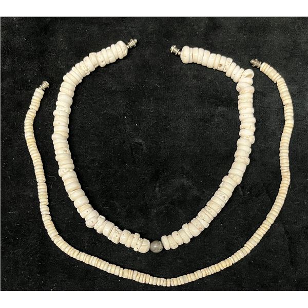 Qty 2 Vintage Puka Shell Necklaces 15"-16.5"L