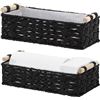 Image 1 : Navaris 2-Pack Natural Paper Rope Storage Baskets with Wooden Handles - Black - New in Box