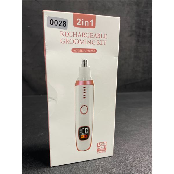 2-in-1 Rechargeable Nose & Ear Hair/Facial Trimmer Device - Grooming Kit - New