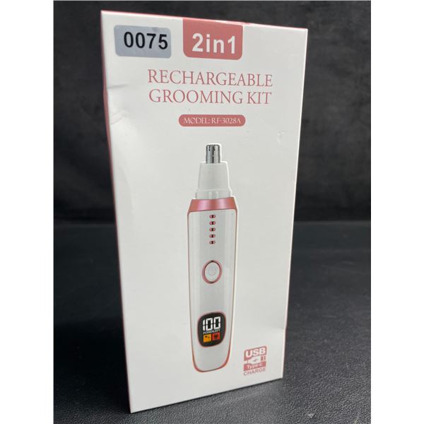 2-in-1 Rechargeable Nose & Ear Hair/Facial Trimmer Device - Grooming Kit - New