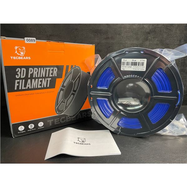 1 Roll of Tecbears PLA 3D Printer Filament - Blue - 1.75mm (1KG) Roll - New Sealed