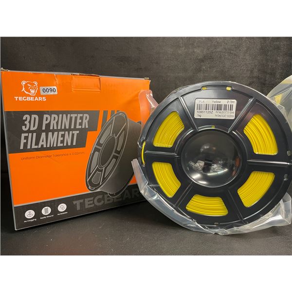 1 Roll of Tecbears PLA 3D Printer Filament - Yellow - 1.75mm (1KG) Roll - New Sealed