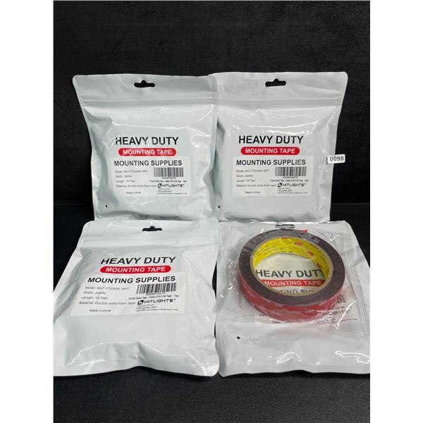 4 Rolls of Heavy Duty Mounting Tape (Double-Sided 3M Tape) 16FT Per Roll - New