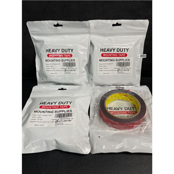 4 Rolls of Heavy Duty Mounting Tape (Double-Sided 3M Tape) 16FT Per Roll - New