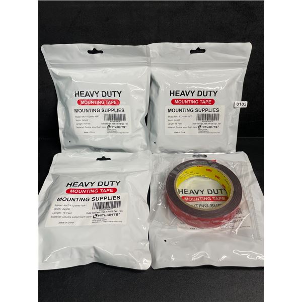 4 Rolls of Heavy Duty Mounting Tape (Double-Sided 3M Tape) 16FT Per Roll - New