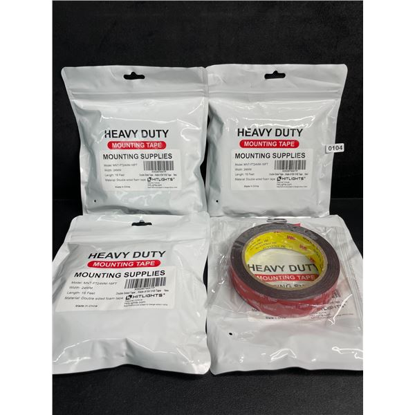 4 Rolls of Heavy Duty Mounting Tape (Double-Sided 3M Tape) 16FT Per Roll - New