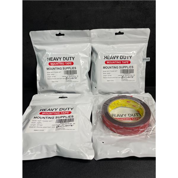 4 Rolls of Heavy Duty Mounting Tape (Double-Sided 3M Tape) 16FT Per Roll - New