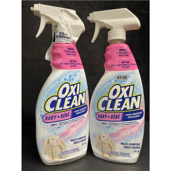 Lot of 2 OxiClean All-Purpose Stain Remover Sprays (651ml) Fragrance-Free/Dye-Free - New