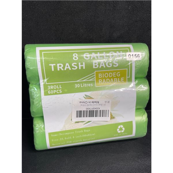 3 Rolls of 30L Trash Bags (60pcs Total) 8-Gallon Biodegradeable Food Waste Trash Bags - New