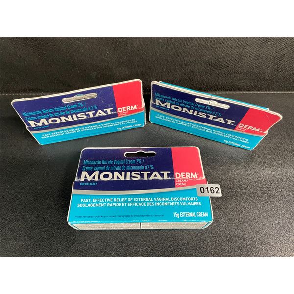 3 Boxes of Monistat Derm External Vaginal Cream (15g) For Feminine Care - New (Exp: 2027/05)