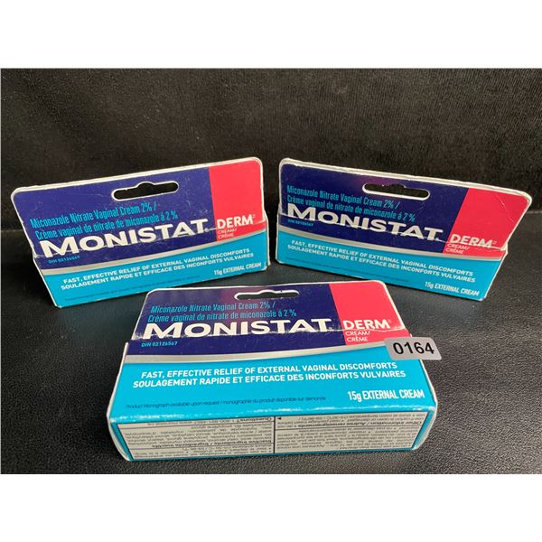 3 Boxes of Monistat Derm External Vaginal Cream (15g) For Feminine Care - New (Exp: 2027/05)