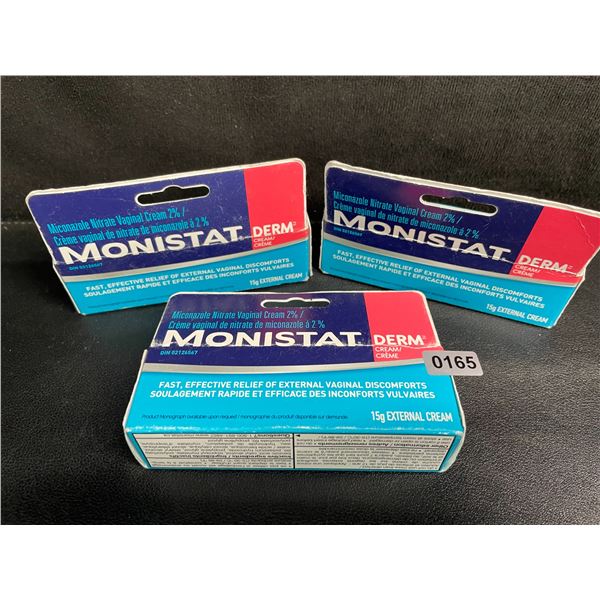 3 Boxes of Monistat Derm External Vaginal Cream (15g) For Feminine Care - New (Exp: 2027/05)