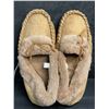 Image 2 : RockDove Women's Faux Fur Lined Moccasin Slippers (Tan) Size 11 w/ Grip Bottom - New!