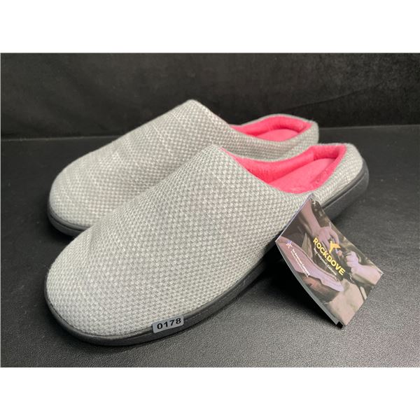 RockDove Women's Original Two-Tone Memory Foam Slippers (Size 11-12) Gray/Pink - New