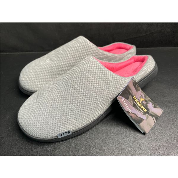 RockDove Women's Original Two-Tone Memory Foam Slippers (Size 11-12) Gray/Pink - New