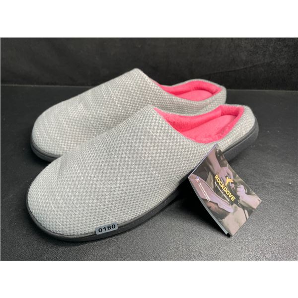 RockDove Women's Original Two-Tone Memory Foam Slippers (Size 11-12) Gray/Pink - New