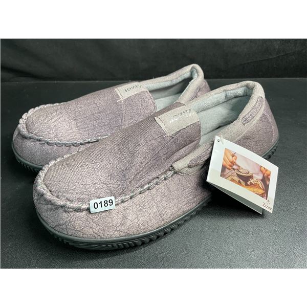 Zizor Men's Grey Loafer Type Slippers (Size 9) with Grip Bottom - New