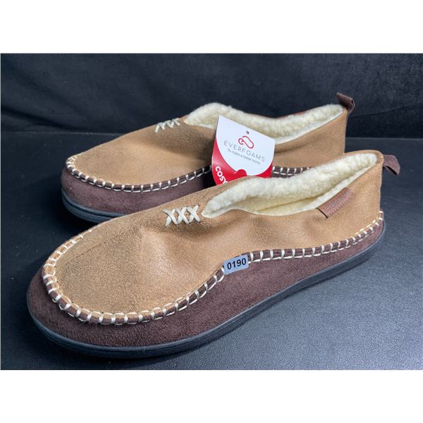 EverFoams Men's Micro Suede Slippers (Tan) Size 12 - With Grip Bottom - New