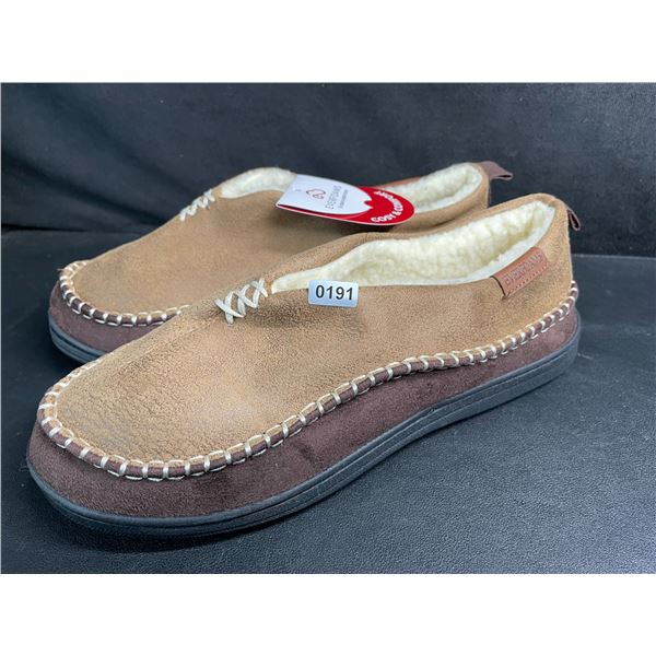 EverFoams Men's Micro Suede Slippers (Tan) Size 9 - With Grip Bottom - New