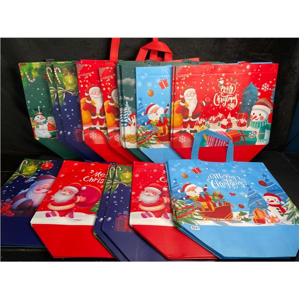 Lot of 34 Reusable Shopping Bags with Handles - Assorted Christmas/Holiday Designs - New