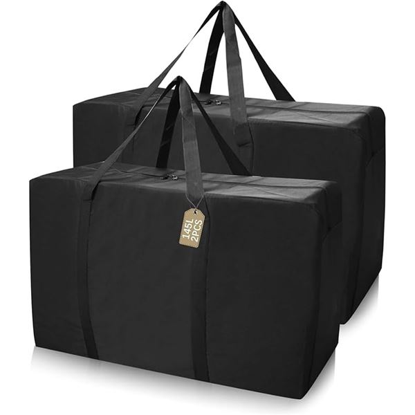 2-Pack of 145L XL Waterproof Moving Bags - Heavy-Duty Storage Bags for Home - New