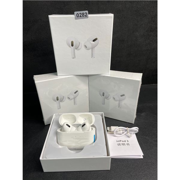 Lot of 3 Air-Pod Style Wireless Earbuds with Charging Cases - New Sealed!
