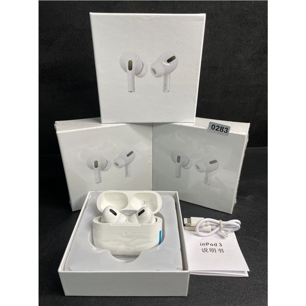 Lot of 3 Air-Pod Style Wireless Earbuds with Charging Cases - New Sealed!