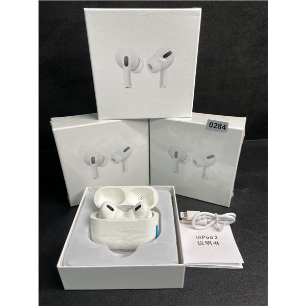 Lot of 3 Air-Pod Style Wireless Earbuds with Charging Cases - New Sealed!