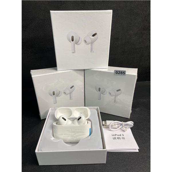 Lot of 3 Air-Pod Style Wireless Earbuds with Charging Cases - New Sealed!