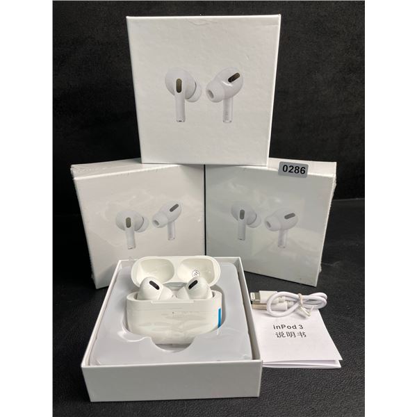 Lot of 3 Air-Pod Style Wireless Earbuds with Charging Cases - New Sealed!