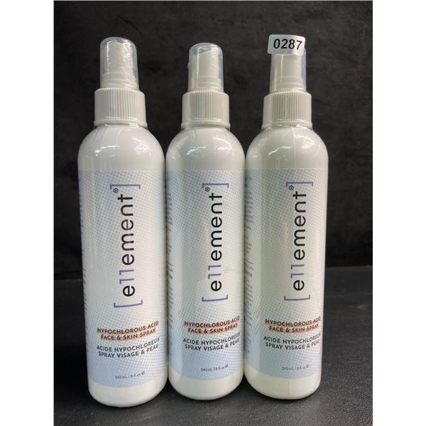 3 Bottles of e11ement Hypochlorous Acid Face & Skincare Sprays - 240ml Each - New Sealed