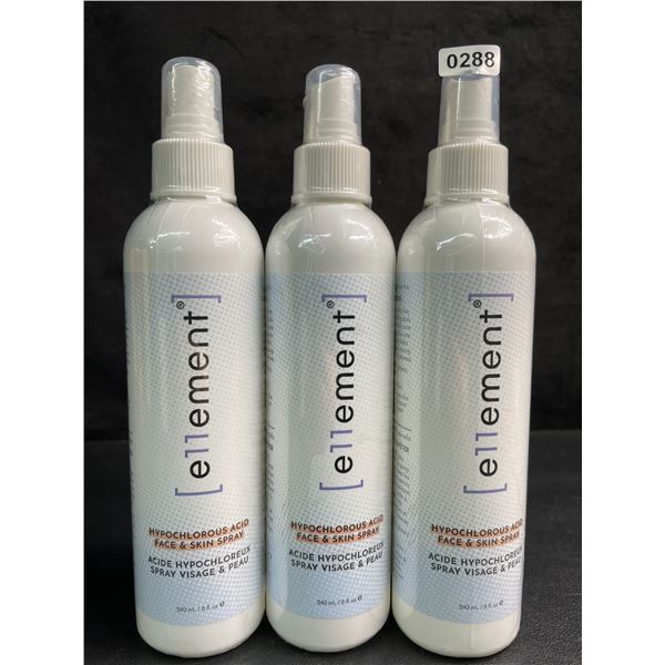 3 Bottles of e11ement Hypochlorous Acid Face & Skincare Sprays - 240ml Each - New Sealed
