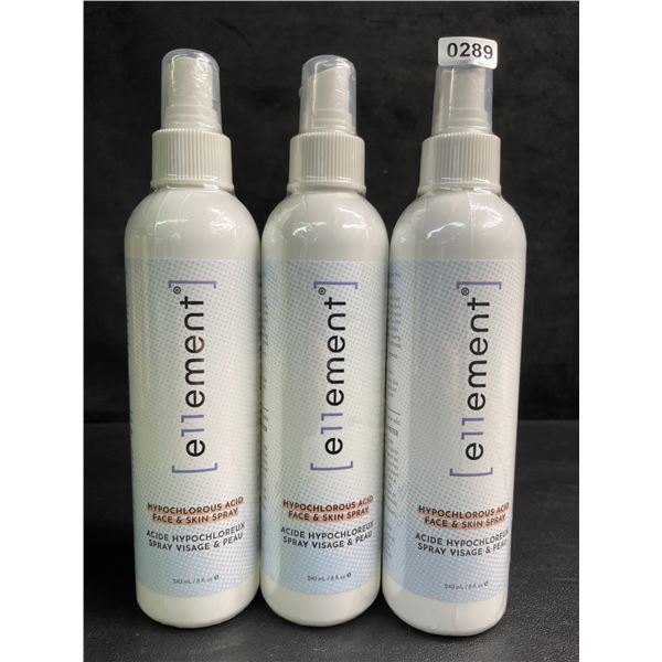 3 Bottles of e11ement Hypochlorous Acid Face & Skincare Sprays - 240ml Each - New Sealed