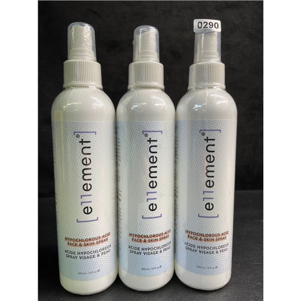 3 Bottles of e11ement Hypochlorous Acid Face & Skincare Sprays - 240ml Each - New Sealed