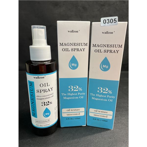 2 Boxes of Wallzon of 32% Unscented High Purity Magnesium Oil Spray (120ml Bottles) - New