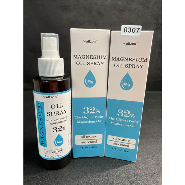 2 Boxes of Wallzon of 32% Unscented High Purity Magnesium Oil Spray (120ml Bottles) - New
