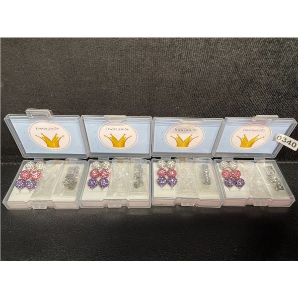 4 Packs of JewelrieShop Rhinestone Crystal Ball Stud Earrings (3 Pairs Each/12 Total) - New