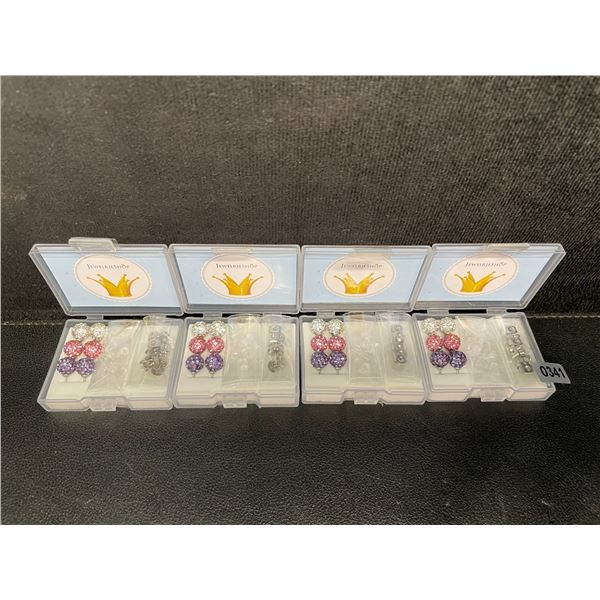 4 Packs of JewelrieShop Rhinestone Crystal Ball Stud Earrings (3 Pairs Each/12 Total) - New