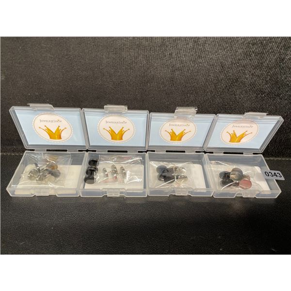 4 Packs of JewelrieShop Faux Guage Earrings/Circle Disc Earrings (2 Pairs Each/8 Total) - New
