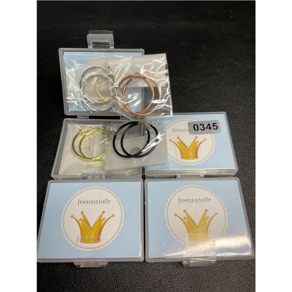 4 Packs of JewelrieShop Clip-On Hoop Earrings (4 Pairs Each/16 Total)Assorted Colours - New