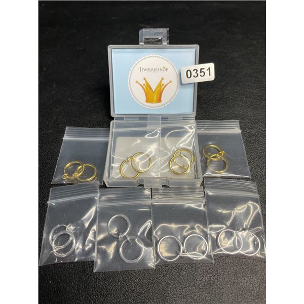 1 Pack (16 PCS Total) JewelrieShop Faux Nose/Lip/Septum Rings - Clip-On Design - New
