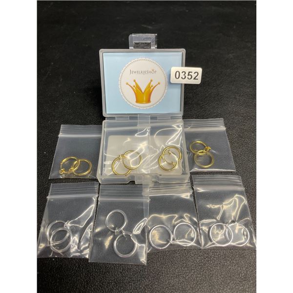 1 Pack (16 PCS Total) JewelrieShop Faux Nose/Lip/Septum Rings - Clip-On Design - New